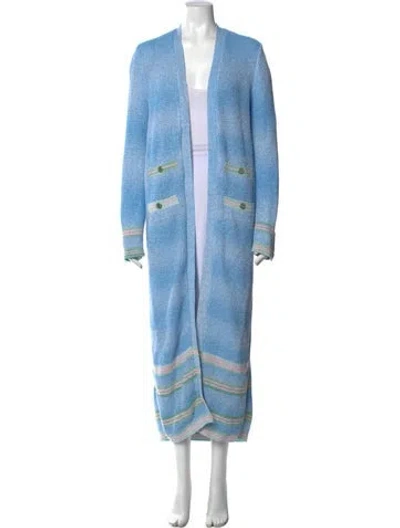 Pre-owned Chanel 2023 Linen Sweater W/ Tags In Blue/metallic
