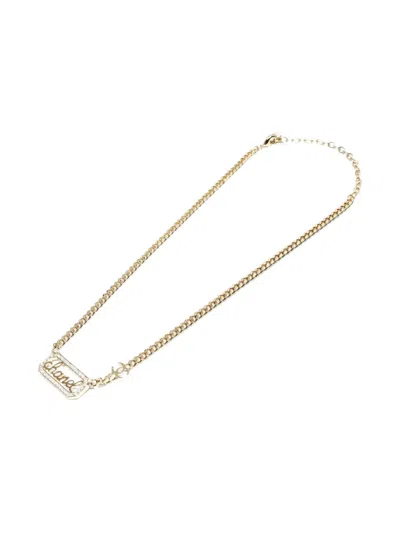 Pre-owned Chanel 2023 Logo-plaque Necklace In Gold