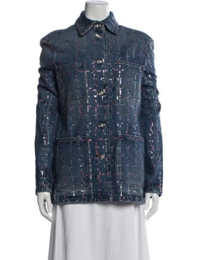 Pre-owned Chanel 2023 Métiers D'art Paris-dakar Denim Jacket W/ Tags In Blue