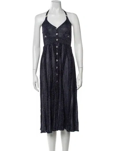 Pre-owned Chanel 2023 Midi Length Dress In Blue/metallic