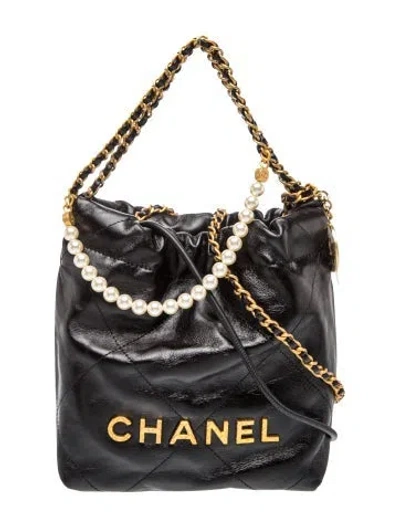 Pre-owned Chanel 2023 Mini 22 Hobo W/tags In Black