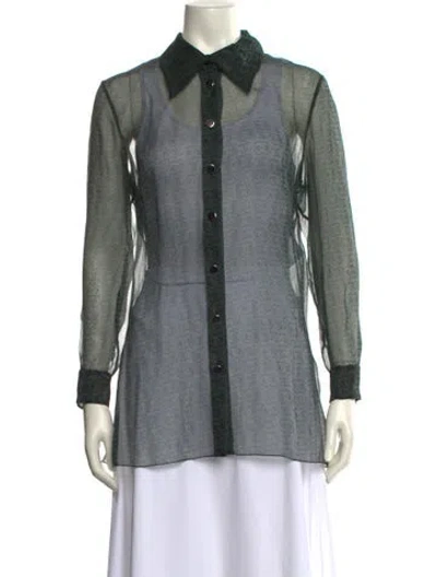 Pre-owned Chanel 2023 Paris-dakar Button-up Top In Green
