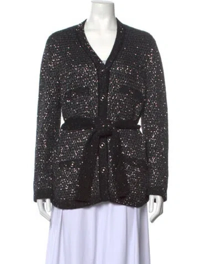 Pre-owned Chanel 2023 Patterned Sweater In Black/metallic