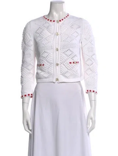 Pre-owned Chanel 2023 Patterned Sweater In White