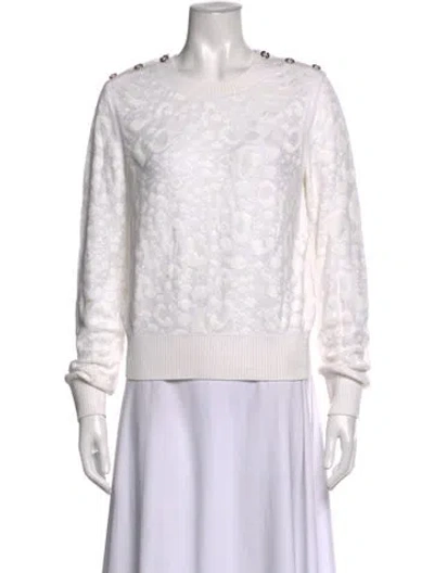 Pre-owned Chanel 2023 Patterned Sweater In White