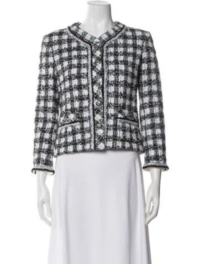 Pre-owned Chanel 2023 Plaid Print Blazer W/ Tags In Gray