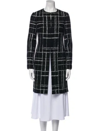 Pre-owned Chanel 2023 Plaid Print Trench Coat W/ Tags In Black