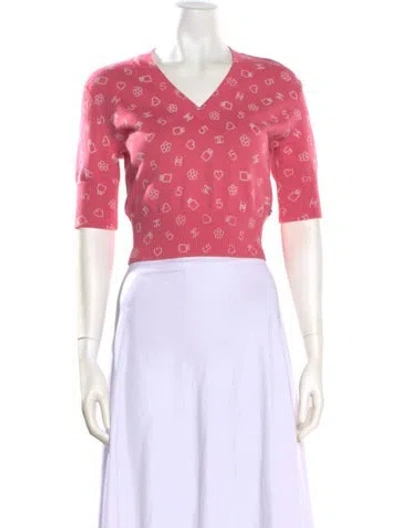 Pre-owned Chanel 2023 Printed Sweater In Pink