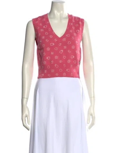 Pre-owned Chanel 2023 Printed Sweater In Pink