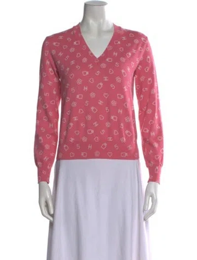 Pre-owned Chanel 2023 Printed Sweater In Pink