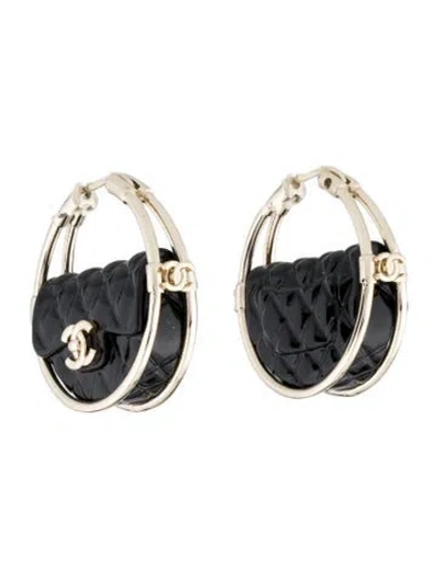Pre-owned Chanel 2023 Resin Cc Flap Bag Hoop Earrings In Multi