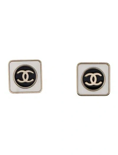 Pre-owned Chanel 2023 Resin Cc Square Stud Earrings In Multi