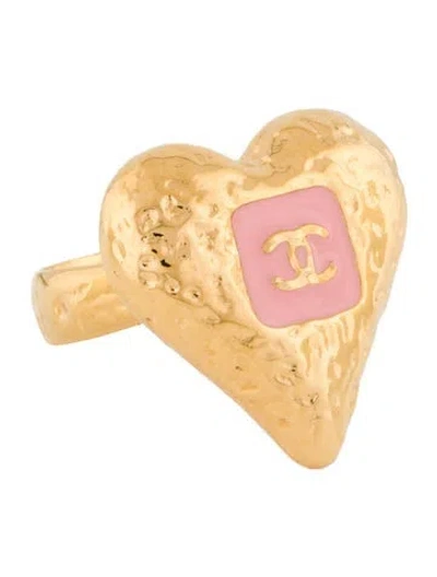 Pre-owned Chanel 2023 Resin Heart Cocktail Ring In Multi