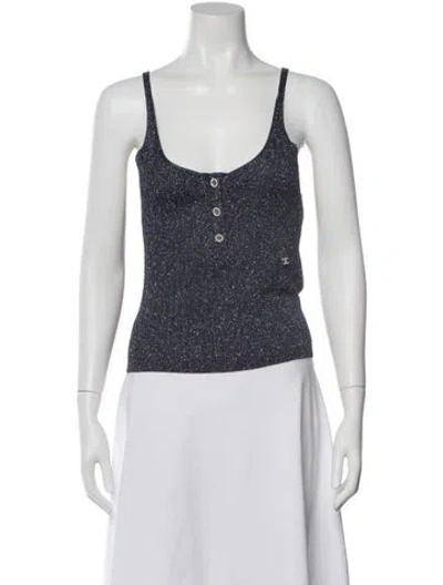 Pre-owned Chanel 2023 Scoop Neck Top In Blue