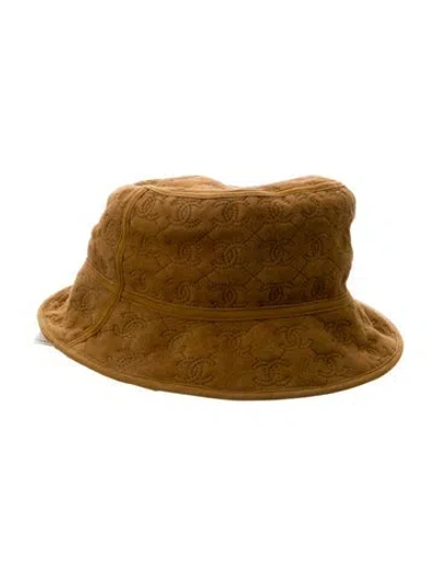 Pre-owned Chanel 2023 Shearling Monogram Bucket Hat In Neutral