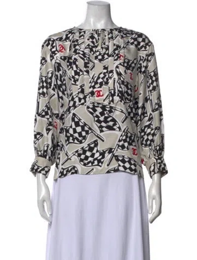 Pre-owned Chanel 2023 Silk Blouse In Neutrals