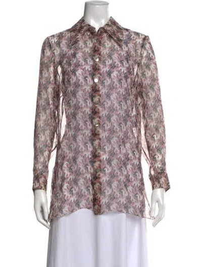Pre-owned Chanel 2023 Silk Blouse W/ Tags In Multi
