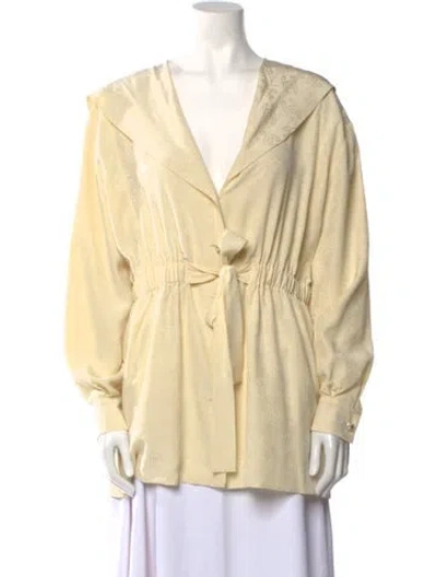 Pre-owned Chanel 2023 Silk Blouse W/ Tags In Yellow