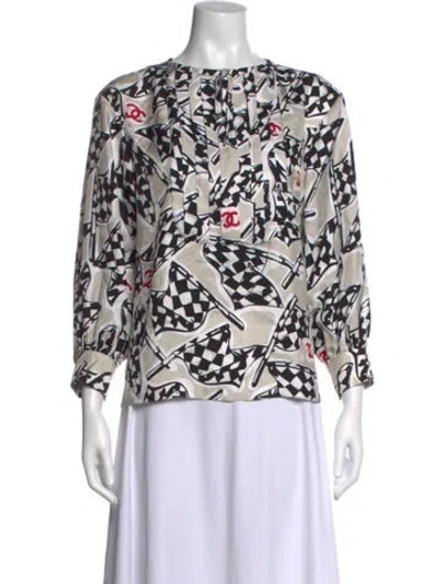 Pre-owned Chanel 2023 Silk Blouse In White