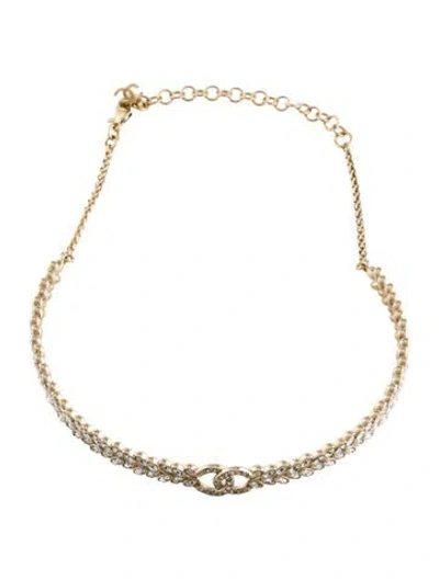 Pre-owned Chanel 2023 Strass Cc Choker Necklace, 11" In Multicolor