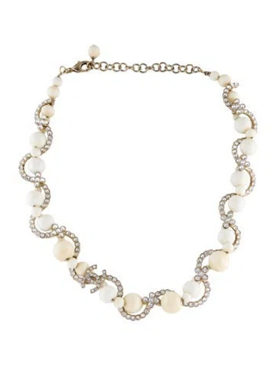Pre-owned Chanel 2023 Strass Cc Choker Necklace, 15" In Transparent