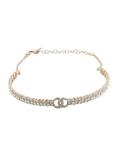 Pre-owned Chanel 2023 Strass Cc Choker Necklace, 15.75" In Clear