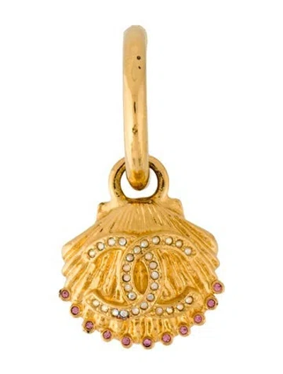 Pre-owned Chanel 2023 Strass Cc Shell Single Drop Earring In Multi