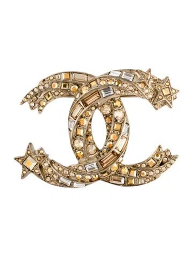 Pre-owned Chanel 2023 Strass Cc Star Brooch In Blue