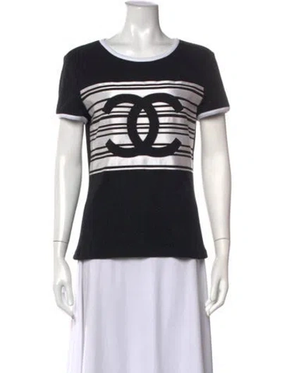 Pre-owned Chanel 2023 Striped T-shirt In Black