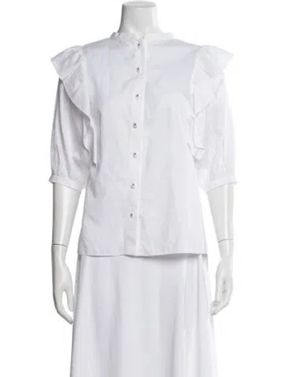 Pre-owned Chanel 2023 Three-quarter Sleeve Blouse In White