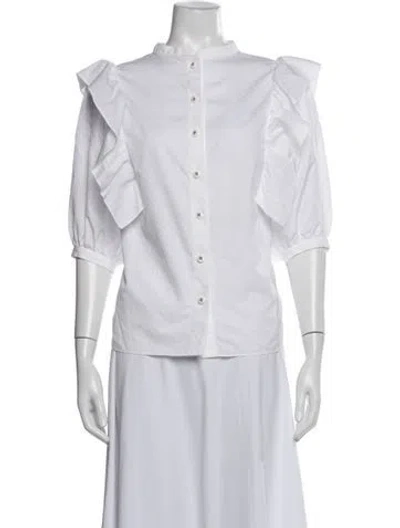 Pre-owned Chanel 2023 Three-quarter Sleeve Blouse In White