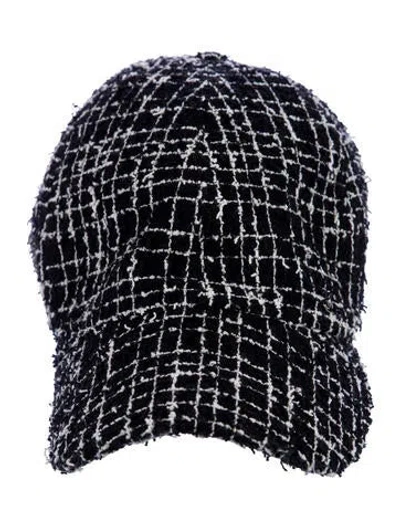 Pre-owned Chanel 2023 Tweed Baseball Cap In Black
