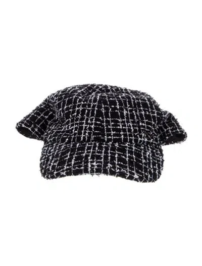 Pre-owned Chanel 2023 Tweed Baseball Cap In Black