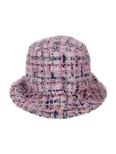 Pre-owned Chanel 2023 Tweed Bucket Hat In Pink