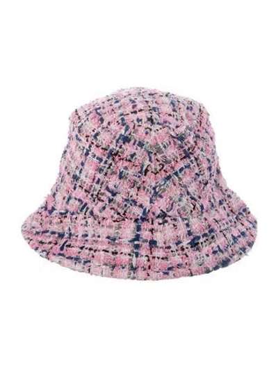 Pre-owned Chanel 2023 Tweed Bucket Hat W/ Tags In Pink