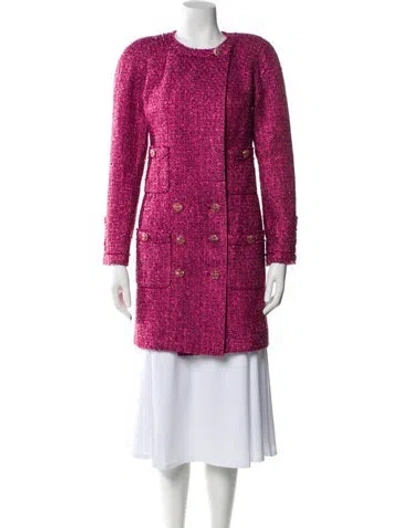 Pre-owned Chanel 2023 Tweed Coat In Pink