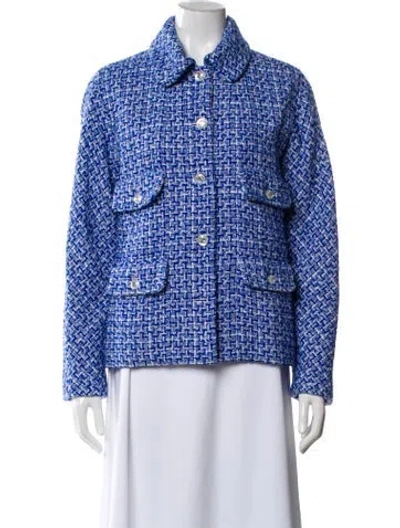 Pre-owned Chanel 2023 Tweed Jacket In Blue