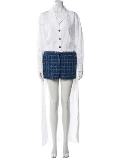 Pre-owned Chanel 2023 Tweed Jumpsuit In Blue/white