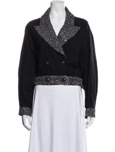 Pre-owned Chanel 2023 Tweed Pattern Blazer In Black