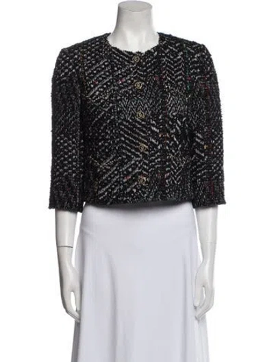 Pre-owned Chanel 2023 Tweed Pattern Evening Jacket In Black