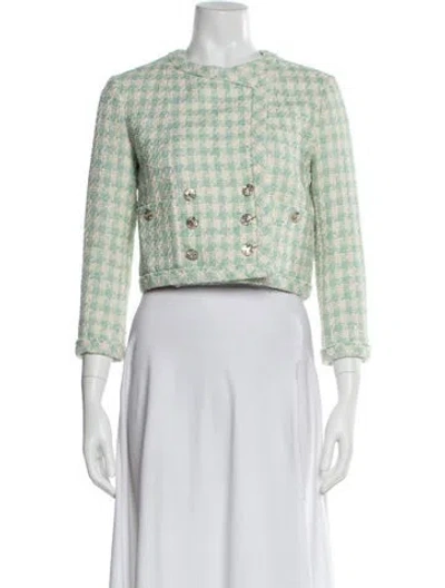 Pre-owned Chanel 2023 Tweed Pattern Evening Jacket In Green
