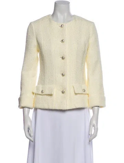 Pre-owned Chanel 2023 Tweed Pattern Evening Jacket W/ Tags In Yellow