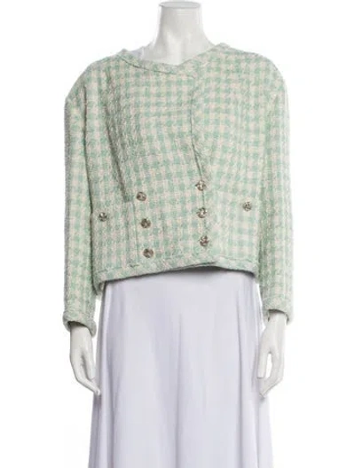 Pre-owned Chanel 2023 Tweed Pattern Jacket In Blue