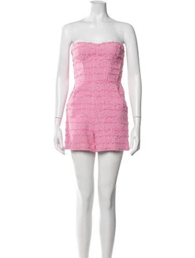 Pre-owned Chanel 2023 Tweed Pattern Romper In Pink