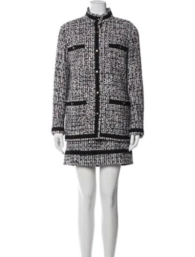 Pre-owned Chanel 2023 Tweed Pattern Skirt Suit In Black