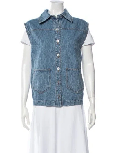 Pre-owned Chanel 2023 Tweed Pattern Vest W/ Tags In Blue