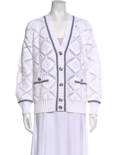 Pre-owned Chanel 2023 V-neck Sweater In White