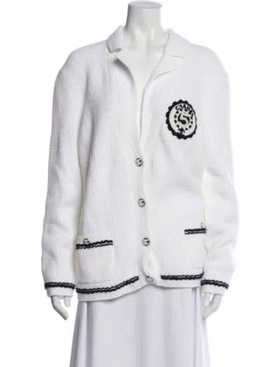 Pre-owned Chanel 2023 V-neck Sweater In White