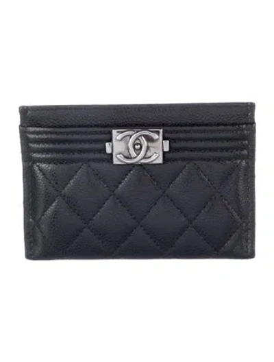 Pre-owned Chanel 2023-2024 Boy Card Holder Card Holder In Black