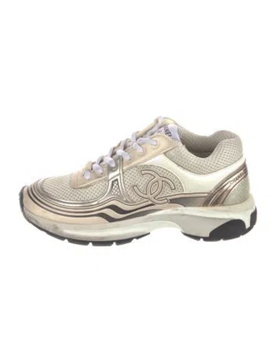 Pre-owned Chanel 2023-2024 Interlocking Cc Logo Athletic Sneakers In Neutrals